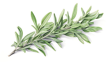 Fototapeta premium Fresh Tarragon Sprig, White Background