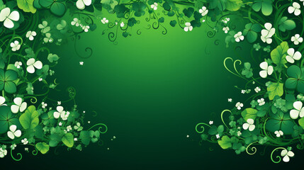 Vector Graphic of Shamrocks and Horseshoes Creating a St. Patrick's Day Background, St. Patricks Day - obrazy, fototapety, plakaty