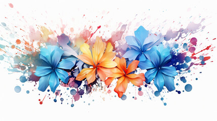 Vector Illustration of Watercolor Splatter Stains Resembling Flower Petals, Watercolor Splatter
