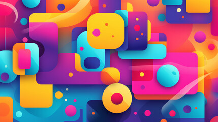 Vector Graphic of Vibrant Geometric Shapes Forming a Playful Colorful Background, Colorful Background Images