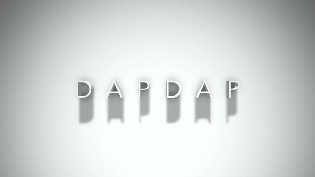 Dapdap 3D title animation with shadows on a white background