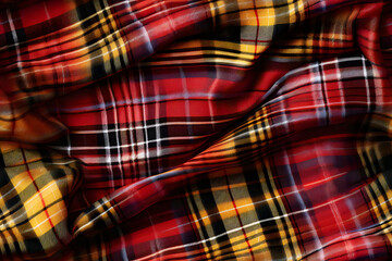 Red black plaid pattern seamless graphic. Tartan Scottish check plaid for flannel shirt, blanket, scarf, throw, duvet cover, upholstery, or other modern retro casual fabric design. - obrazy, fototapety, plakaty