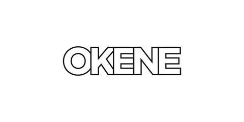 Okene in the Nigeria emblem. The design features a geometric style, vector illustration with bold typography in a modern font. The graphic slogan lettering.