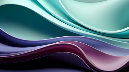 Obraz premium Abstract geometric background with flowing lines and waves. Modern green and purple shiny wavy lines on black background