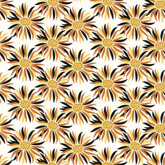 Sunflower head flower abstract abstract seamless pattern for fabric, textile.,wallpaper, scrapbook. Vector background with doodle hand drawn floral elements