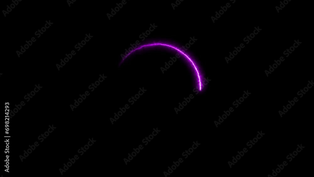 Poster neon lights circle in motion seamless vj loop animation black background. blue color circle.