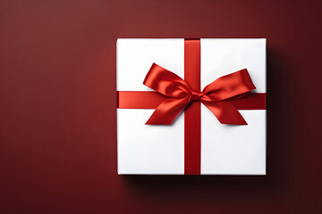 gift box with red ribbon. 