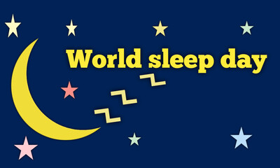 Illustration design concept world sleep day half moon with stars and dark night