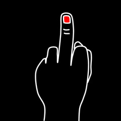 illustration middle finger fuck you Red nail polish on the middle finger for symbol logo