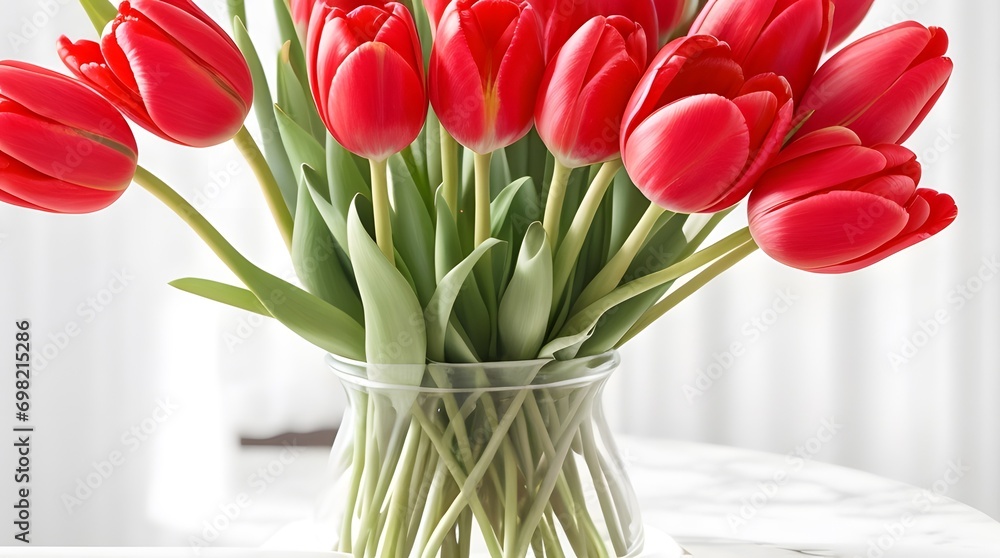 Wall mural bouquet of red tulips