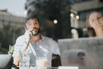 Successful Business Expansion in Urban City Center. Young Executives Discussing Growth Strategy and Market Research Outdoors