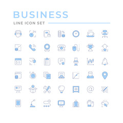 Set color line icons of business