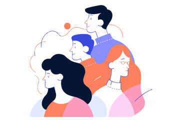 Vibrant Exchange: two coupleDeep in Conversation Illustration
