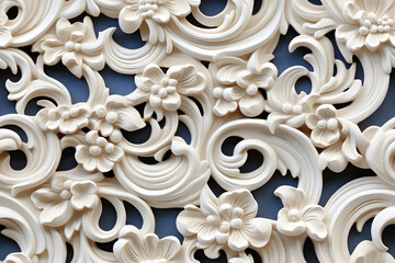 Wooden baroque ornament seamless, carve decoration wood background