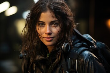 Skilled female diver gracefully explores the underwater world