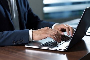 close up of hands typing on laptop