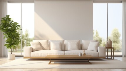 Interior modern bright room with sofa