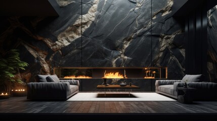 Interior of modern living room with fireplace