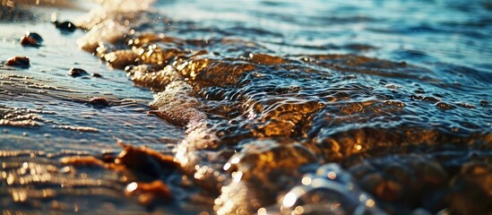 Shoreline close up with a stylized, abstract beach background.