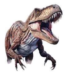 Tyrannosaurus rex dinosaur isolated on white or transparent background