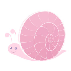 Illustration of little cute cartoon styled smiling snail. Print for baby, kids.