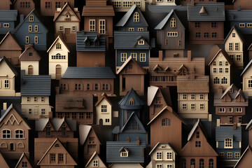 Wooden bauhaus modern city seamless pattern background. Repeating decoration geometry for wall