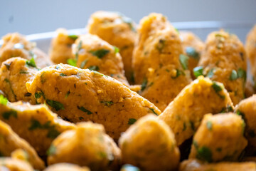 lentil patties in low light in macro shot	