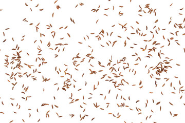 Pile of whole cumin, caraway seeds pattern isolated on white  - obrazy, fototapety, plakaty