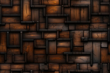 Wooden bauhaus modern cube seamless pattern background. Repeating decoration geometry for wall