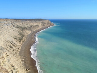 Coastline in Patagonia, Tierra del Fuego, Argentina.