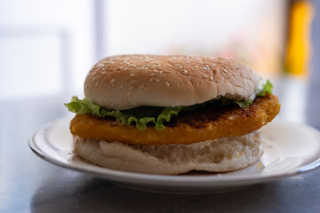 burger with cheese and vegetables