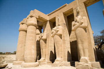 Egypt Luxor Ramesseo temple on a sunny autumn day