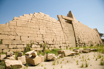 Egypt Luxor Ramesseo temple on a sunny autumn day