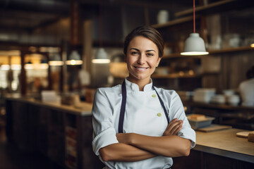 portrait of a smiling female chef