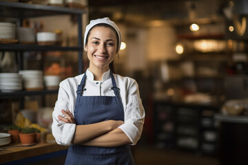 portrait of a smiling female chef