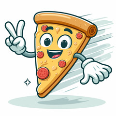 flying slice of pizza cartoon vector character . Illustration with simple gradients. All in a single layer. Generative Ai