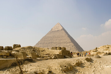Egypt Cairo Giza pyramid of Cheops on a sunny autumn day