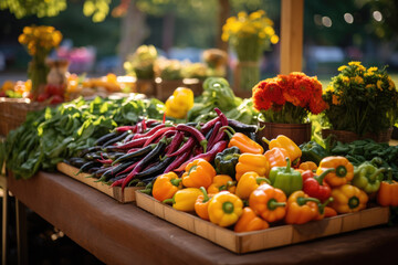Farmer's market with outdoor vegetables and herbs