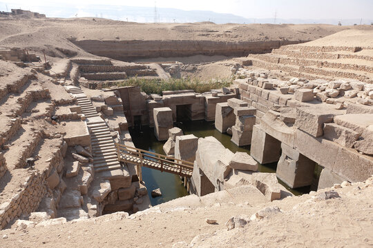 Egypt Abydos tomb of Osiris on a sunny autumn day