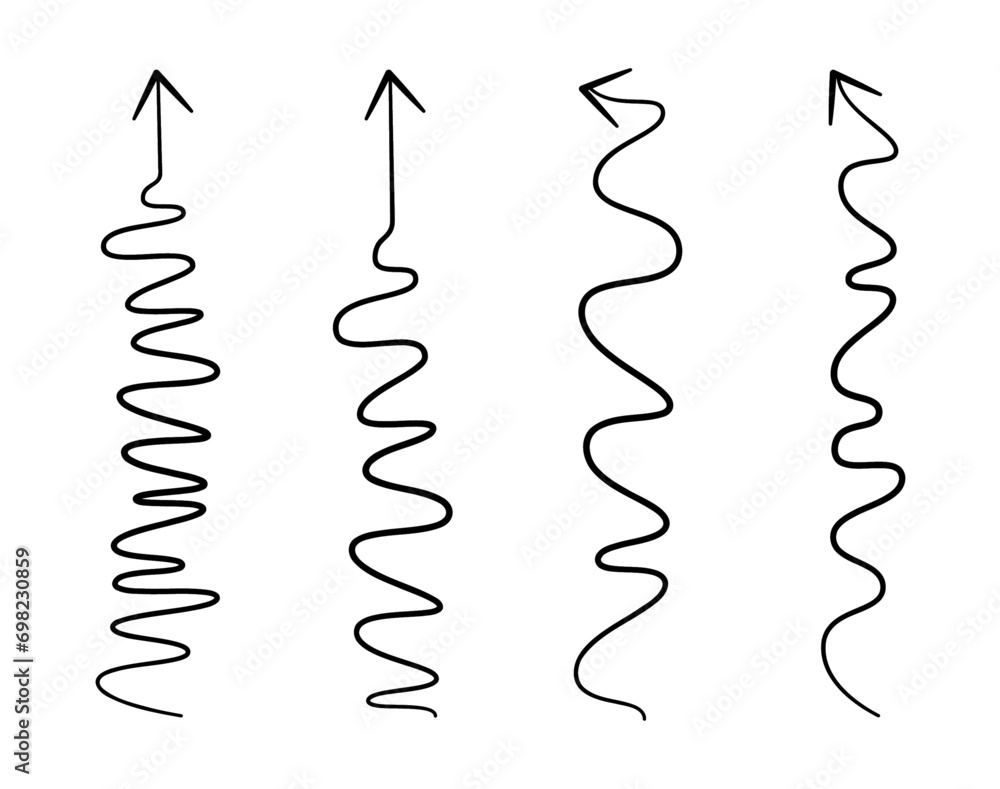 Poster hand drawn arrows. set simple arrows isolated on white background. arrow mark icons. scribble lines,