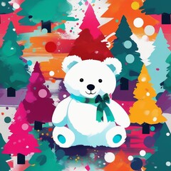 teddy bear with gift box created with generative AI software