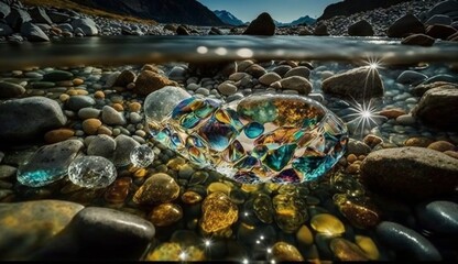 Exploring the Enchanting Jewels Beneath the Crystal-Clear Waters - AI Generative - obrazy, fototapety, plakaty