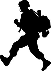 Armed forces high quality detailed silhouette of military army soldier. AI generated illustration.