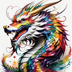 Fototapeta premium chinese dragon head isolated created with generative AI software