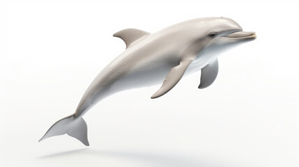 Dolphin captured mid-air as it jumps out of water. Perfect for marine life enthusiasts and those looking to add touch of nature to their designs.