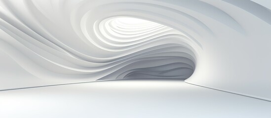 3D geometric abstract wave futuristic light white background. 3d tunnel background. Halway...
