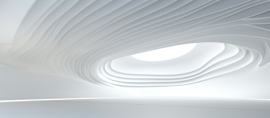 3D geometric abstract wave futuristic light white background. 3d tunnel background. Halway...