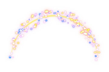 Glittering circles' curve particle. 3d rendering.