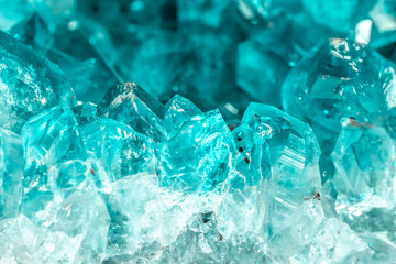 Aquamarine crystal mineral stone. Gems. Mineral crystals in the natural environment. Texture of precious and semiprecious stones. shiny surface of precious stone