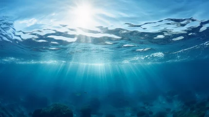 Foto auf Acrylglas underwater scene with sun rays and sun © Lasaad